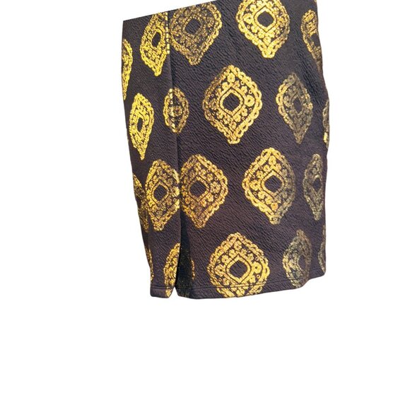 Kaari Blue Womens XS Brocade Skirt Gold Patterned Black Cotton Polyester Blend - Picture 5 of 9
